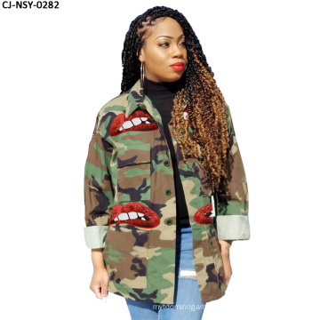 Fancy Good Quality Casual Women Jackets and Coats 2020 Print Camouflage Plus Size Denim Jackets Women